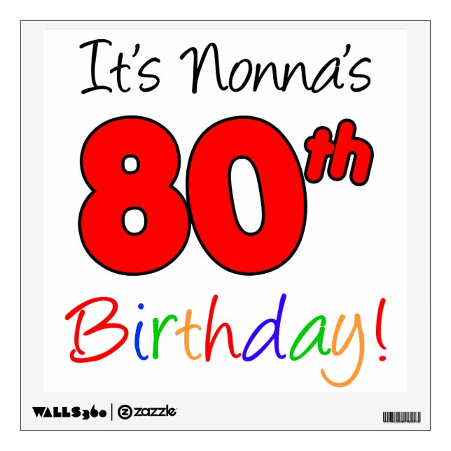Nonna 80th Milestone Birthday Party Decoration Wall Decal (Front)