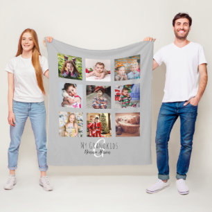 NONNA 8 x Photo Collage Grandchildren Family Tree Fleece Blanket