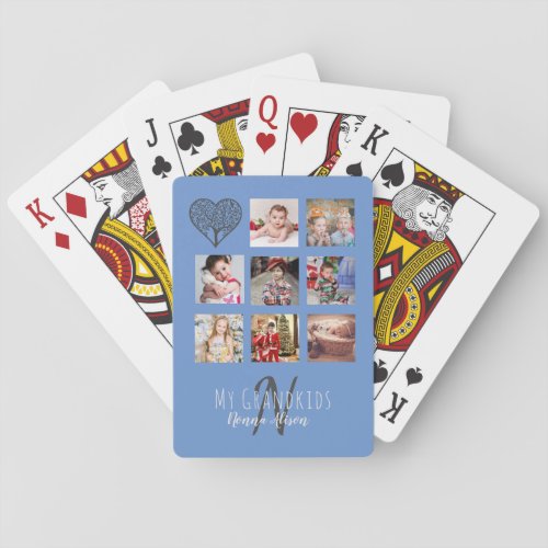 NONNA 8 x Photo Collage Grandchildren Family Tree Playing Cards