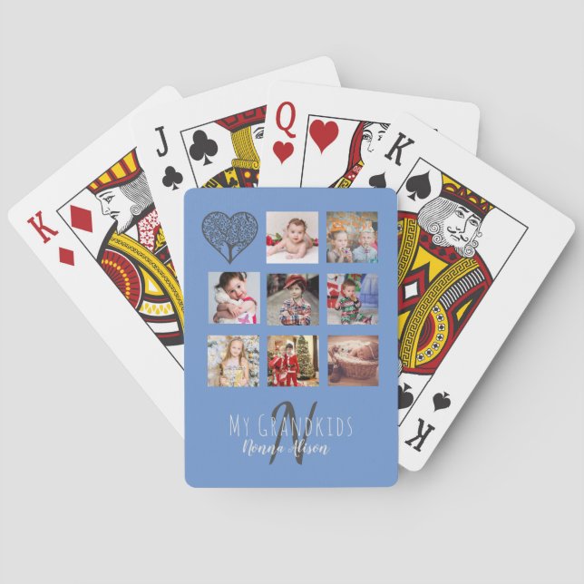 NONNA 8 x Photo Collage Grandchildren Family Tree Poker Cards (Back)