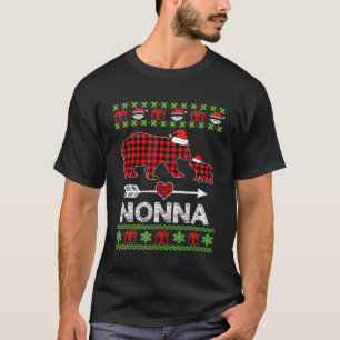 Nonna Bear Santa Red Plaid Family Pajamas For Chri T-Shirt
