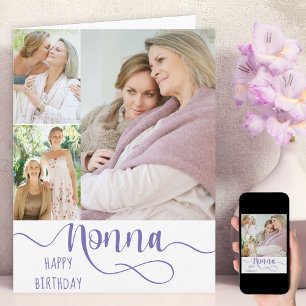 Nonna Calligraphy 3 Photo Happy Birthday Card
