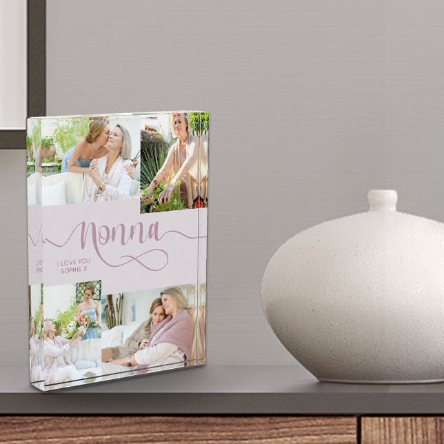 Nonna Calligraphy 4 Photo Pink Acrylic Block (Creator Uploaded)