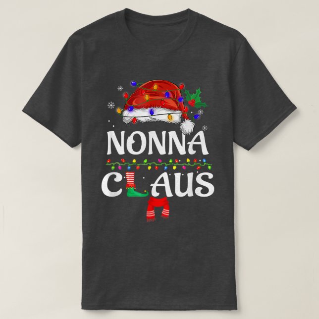 Nonna Clause Matching Family Santa Hat Pajamas Xma T-Shirt (Design Front)