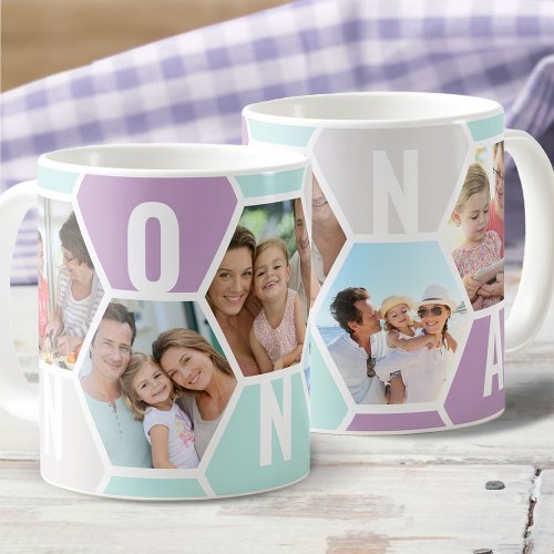 Nonna Editable 5 Photo 5 Letter Honeycomb Coffee Mug