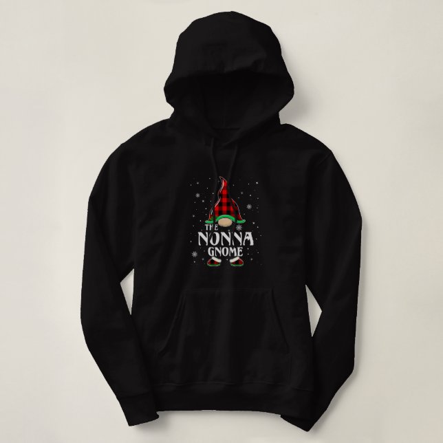 Nonna Gnome Buffalo Plaid Matching Family Christma Hoodie (Design Front)