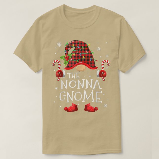 Nonna Gnome Buffalo Plaid Matching Family Christma T-Shirt (Design Front)