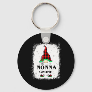 Nonna Gnome Buffalo Plaid Matching Family Xmas Paj Keychain