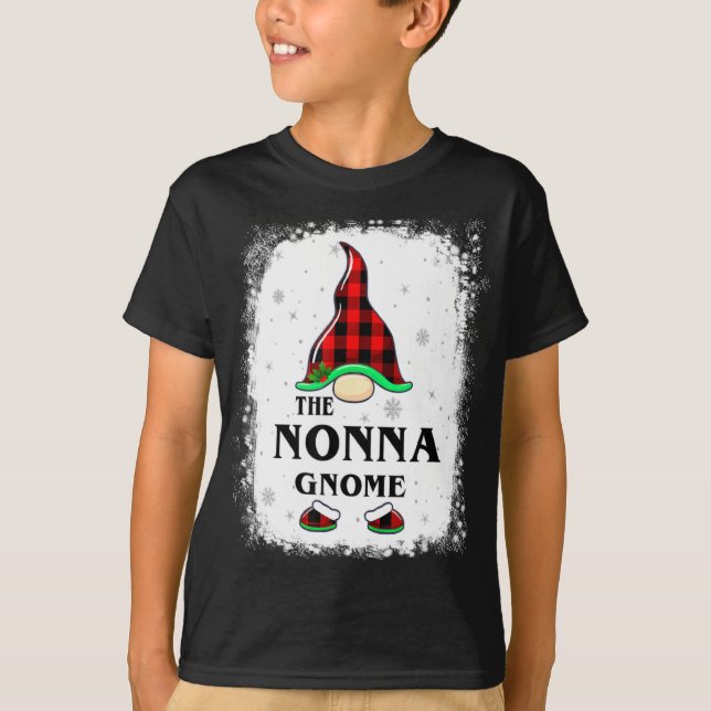 Nonna Gnome Buffalo Plaid Matching Family Xmas Paj T-Shirt (Front)