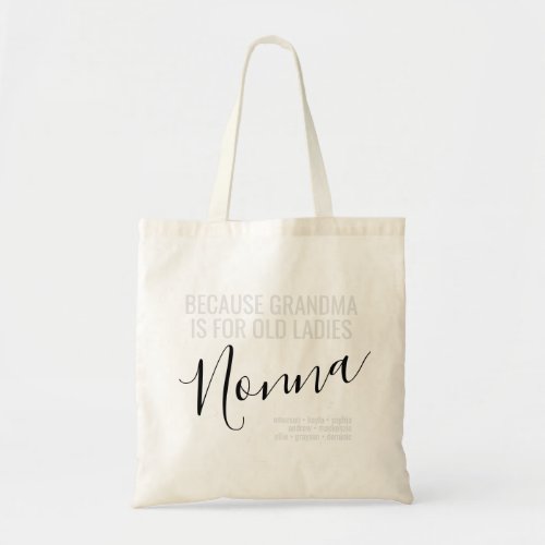 Nonna _ Grandma is for Old Ladies Grandkids Names Tote Bag