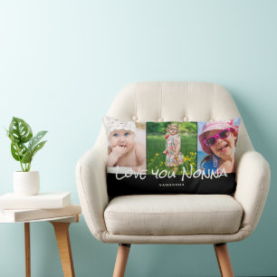 Nonna Grandmother 3 Photo Collage Lumbar Pillow
