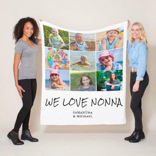 Nonna Grandmother Photo Collage Fleece Blanket