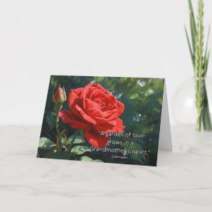Nonna Grandparents Day Red Rose and Garden Quote Card