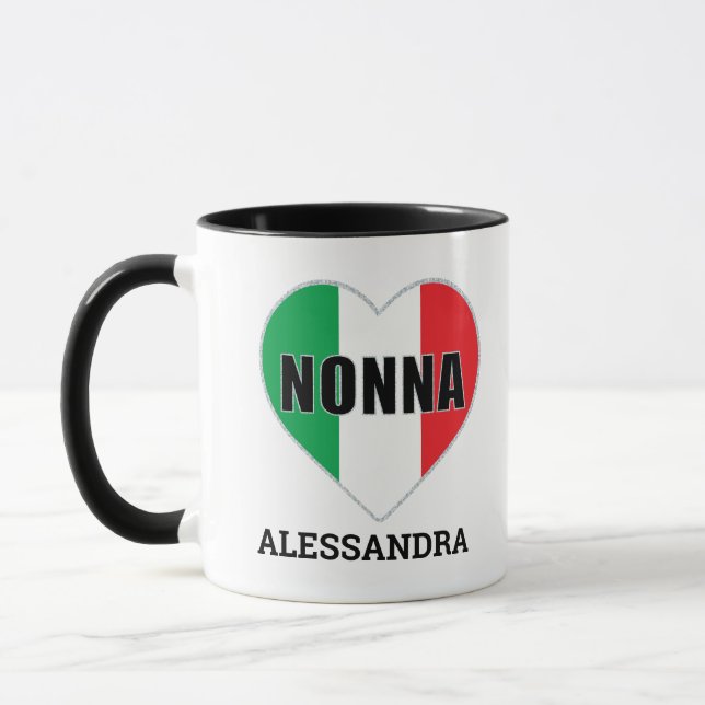 NONNA Italian Flag Heart personalized Mug (Left)