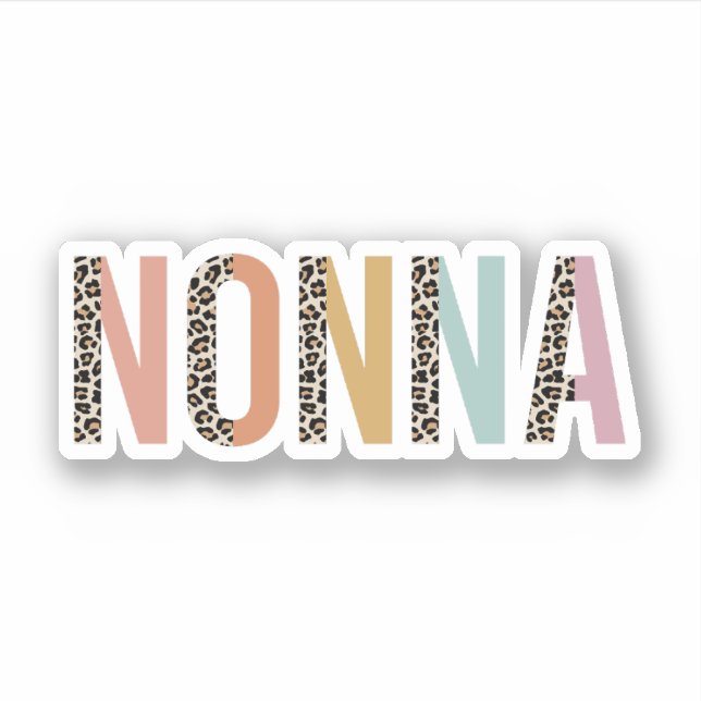 Nonna Leopard Print, Nonna Nana Gift, Grandmother Sticker (Front)