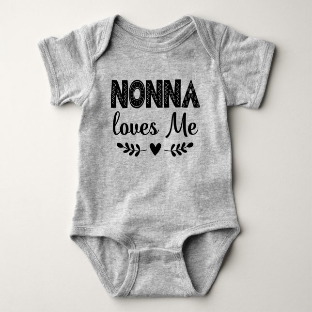 Nonna Loves Me Gift for Grandchild Baby Bodysuit (Front)