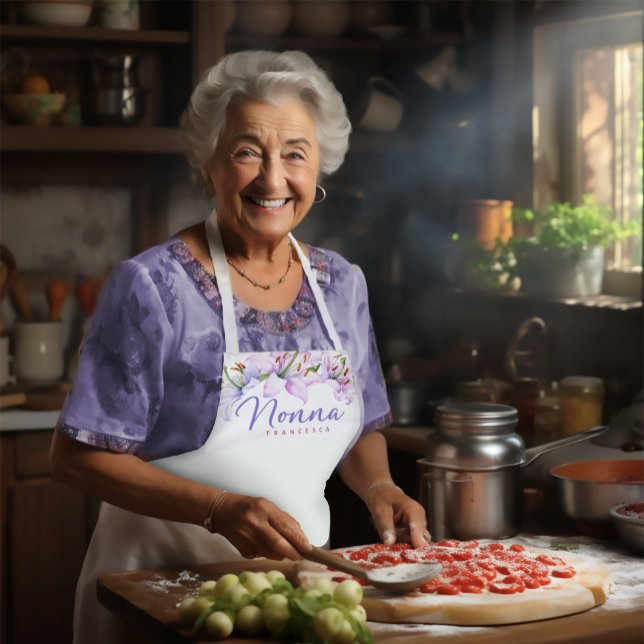 Nonna Personalized Lavender Pink Lillies Apron (Creator Uploaded)