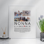 Nonna Photo Collage Things We Love About You List  Poster<br><div class="desc">Compile a list of things you love about your Nonna,  add some favorite photographs and you have a Mother's Day gift she'll treasure! Perfect for birthdays and other family members too! ♥</div>