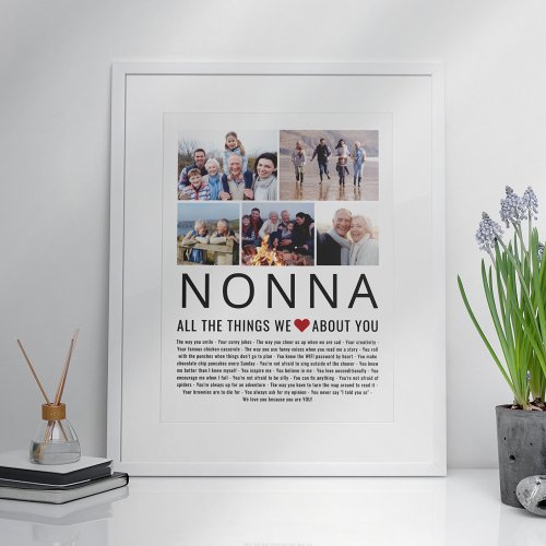 Nonna Photo Collage Things We Love About You List  Poster