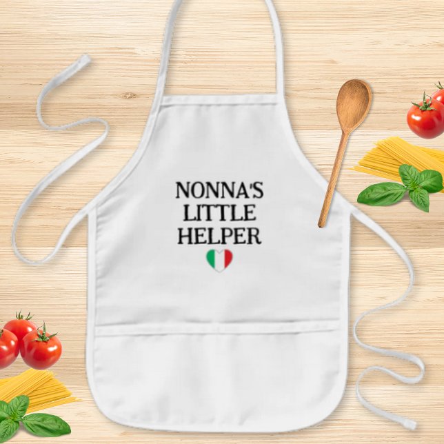 Nonna’s Little Helper Kids - Italian Flag Heart Kids' Apron (Nonna's Little Helper with Italian Flag Heart Apron for Kids)