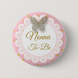 Nonna To Be Baby Shower Pink & Gold Button