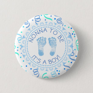 Nonna to be Blue & White Baby Shower Button