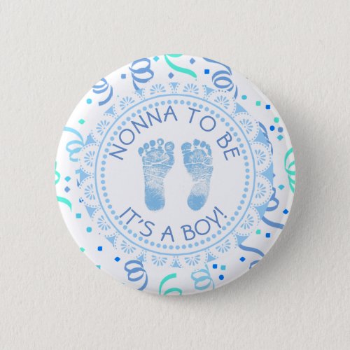 Nonna to be Blue   White Baby Shower Button
