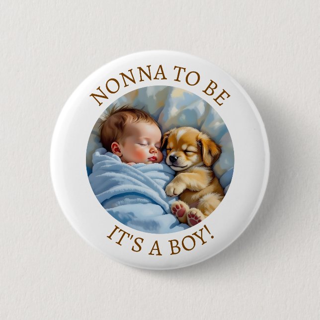 Nonna to Be | Boy's Baby Shower Button (Front)