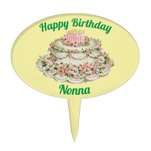 NONNA  VINTAGE BIRTHDAY CAKE  CAKE TOPPER