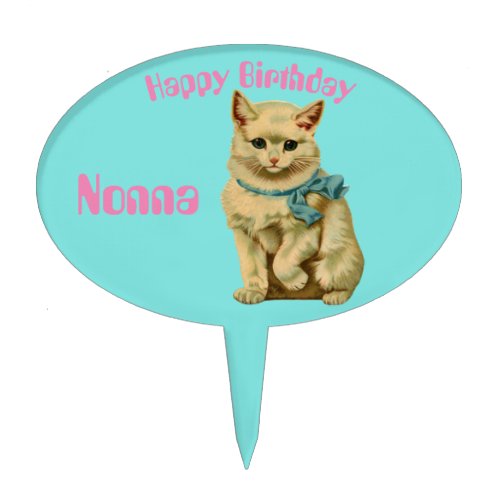 NONNA  VINTAGE CAT PAINTING  CAKE TOPPER