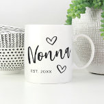 Nonna Year Established Grandma Coffee Mug<br><div class="desc">Create a sweet keepsake for grandma with this simple design that features "Nonna" in hand sketched script lettering accented with hearts. Personalize with the year she became a grandmother for a cute Mother's Day or pregnancy announcement gift.</div>