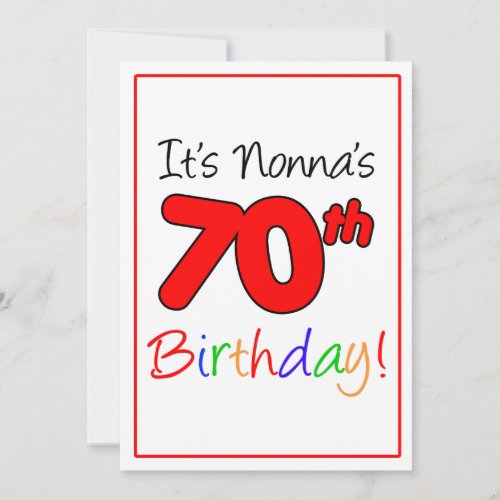 Nonnas 70th Milestone Birthday Party Celebration Invitation