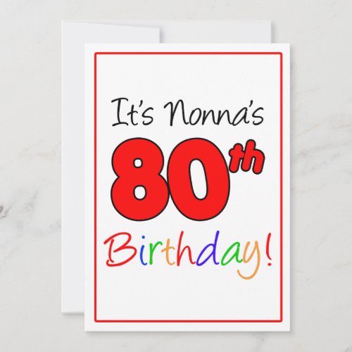 Nonnas 80th Milestone Birthday Party Celebration Invitation