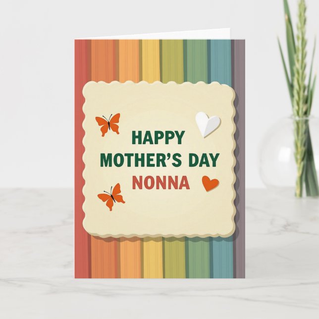 Nonnas Day Sunset Hearts Card (Front)