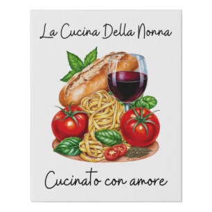 Nonna's kitchen, cooked with love faux canvas print