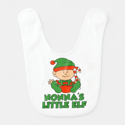 Nonnas Little Elf Italian Grandchild Christmas Baby Bib