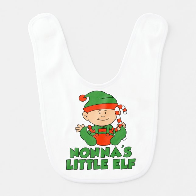 Nonna's Little Elf Italian Grandchild Christmas Baby Bib (Front)