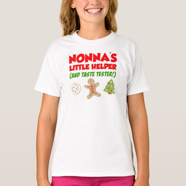 Nonna's Little Helper Christmas Cookies T-Shirt (Front)