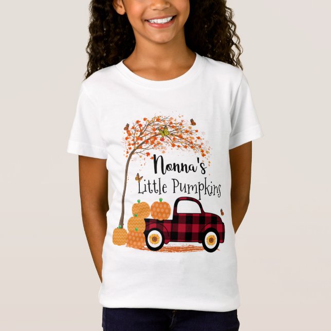 Nonna's Little Pumpkins Red Truck Autumn T-Shirt (Front)