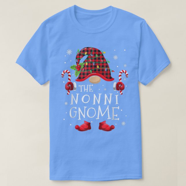 Nonni Gnome Buffalo Plaid Matching Family Christma T-Shirt (Design Front)