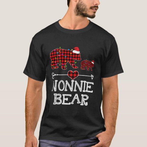 Nonnie Bear Red Buffalo Plaid Nonnie Bear Pajama T_Shirt