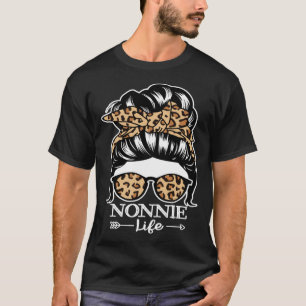 Nonnie Life Messy Bun Hair  Nonnie Leopard T-Shirt