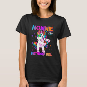 Nonnie of the Birthday Girl Dabbing Unicorn Party T-Shirt