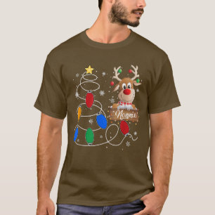 Nonnie Reindeer Lights Christmas Tree  Cute Christ T-Shirt