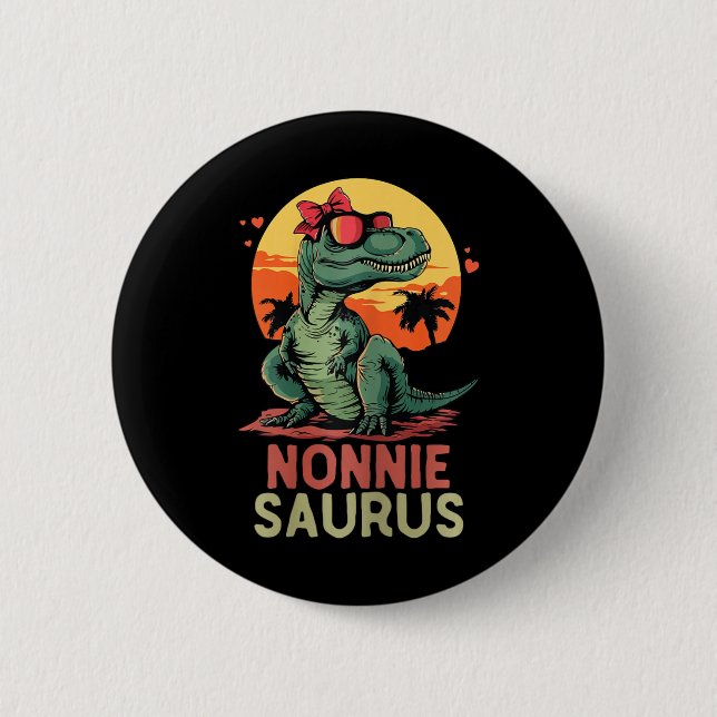 Nonniesaurus Dino Dinosaur Nonnie-saurus T-rex Fun Button (Front)