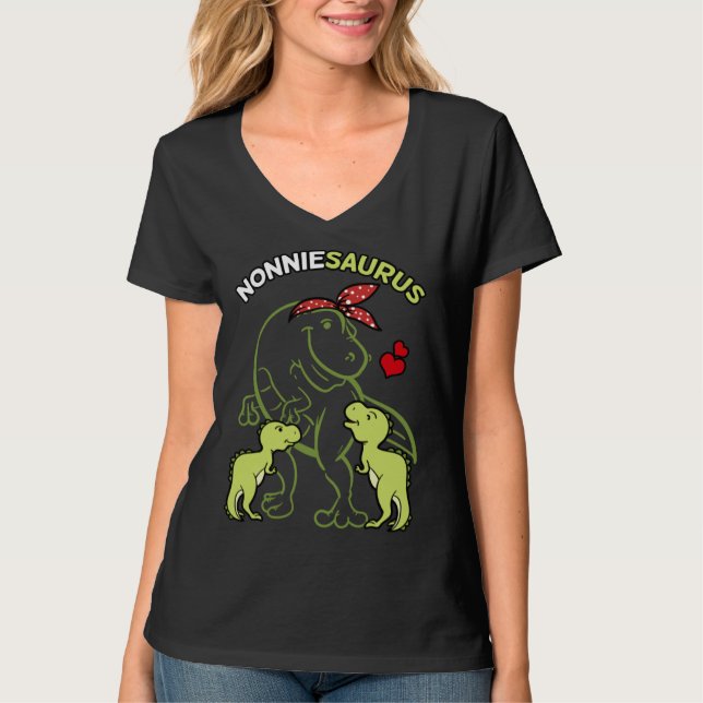 Nonniesaurus Nonnie 2 Kids Dinosaur Mother s Day T-Shirt (Front)