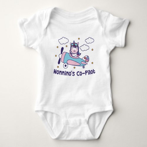 Nonninos Co_Pilot _ Unicorn Airplane Baby Bodysuit