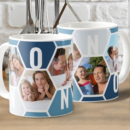 Nonno 5 Photo Editable 5 Letter Honeycomb Coffee Mug