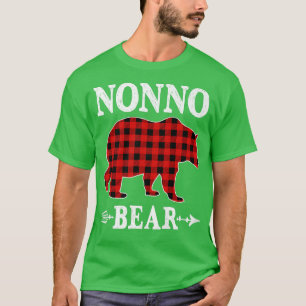 Nonno Bear Christmas Pajama Red Plaid Buffalo Fami T-Shirt