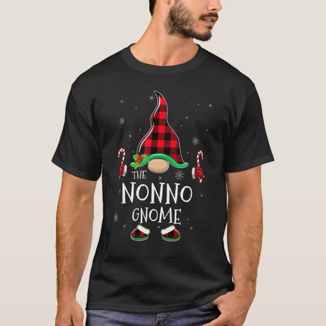 Nonno Gnome Buffalo Plaid Matching Family Christma T-Shirt (Front)